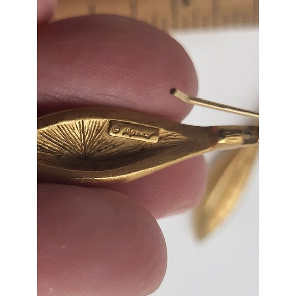 VTG MONET Brushed Gold Drop Earrings Classic - Picture 5 of 5